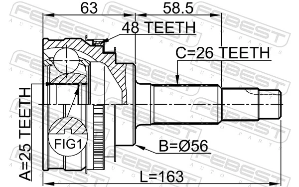 FEBEST 0110-065A48 Joint Kit, drive shaft
