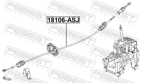 FEBEST 18106-ASJ Cable Pull, automatic transmission