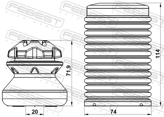 Dust Cover Kit, shock absorber BMSHB-F10F-KIT