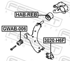 Mounting, control/trailing arm GWAB-006