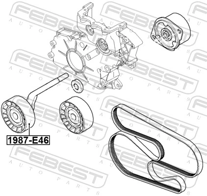 Tensioner Pulley, V-ribbed belt 1987-E46