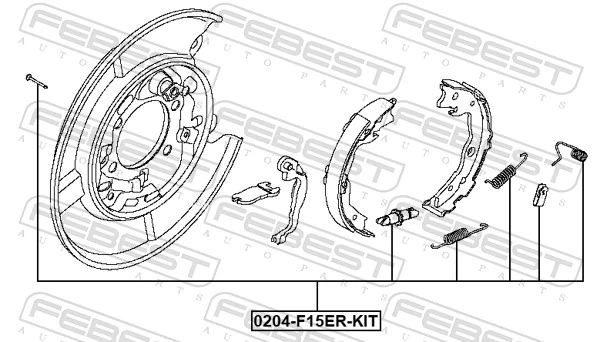 Accessory Kit, parking brake shoes 0204-F15ER-KIT