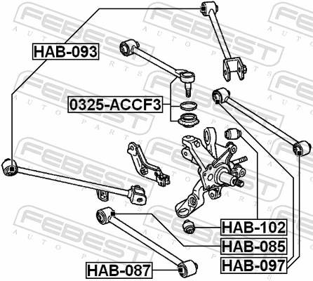 FEBEST HAB-087 Mounting, control/trailing arm