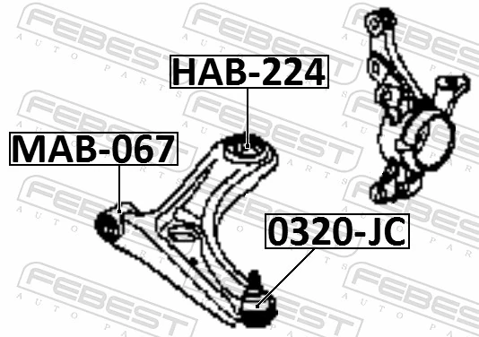 Mounting, control/trailing arm HAB-224
