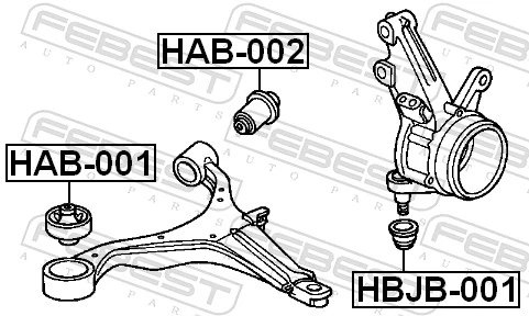 Mounting, control/trailing arm HAB-002