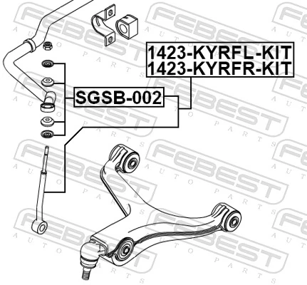 Link/Coupling Rod, stabiliser bar 1423-KYRFR-KIT