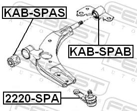 Mounting, control/trailing arm KAB-SPAB
