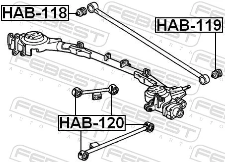 Mounting, control/trailing arm HAB-120
