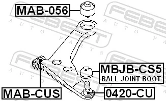 Mounting, control/trailing arm MAB-CUS