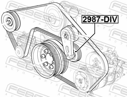 FEBEST 2987-DIV Tensioner Pulley, V-ribbed belt