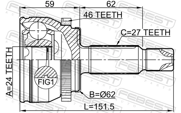 FEBEST 1210-CRE20A46 Joint Kit, drive shaft