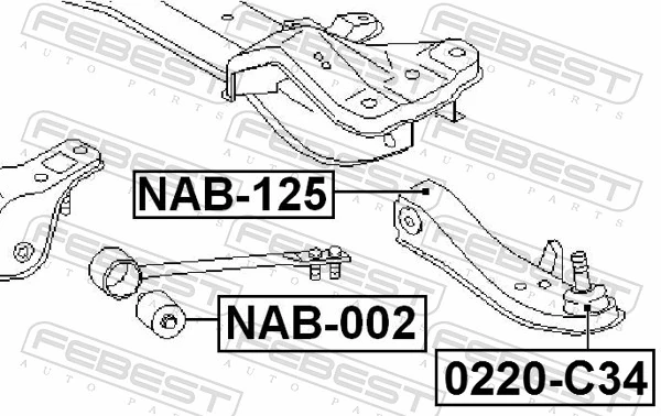FEBEST NAB-125 Mounting, control/trailing arm