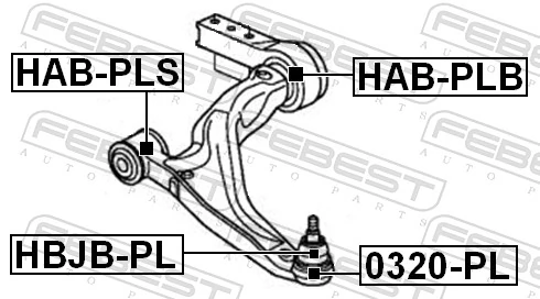 Mounting, control/trailing arm HAB-PLB