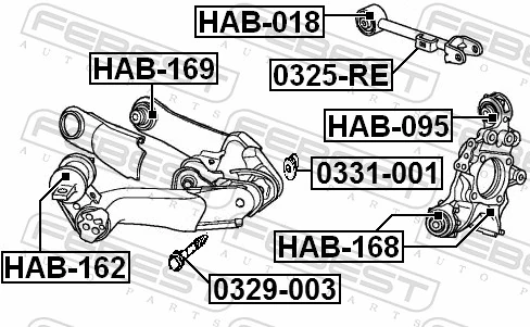Mounting, control/trailing arm HAB-168