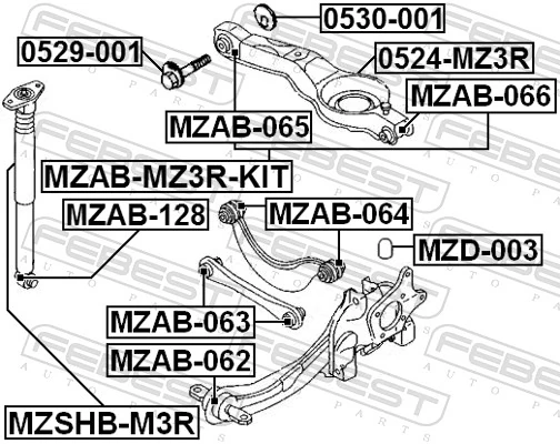 FEBEST MZAB-128 Bush, shock absorber