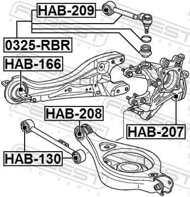 FEBEST 0325-RBR Control/Trailing Arm, wheel suspension