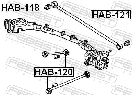 FEBEST HAB-121 Mounting, control/trailing arm