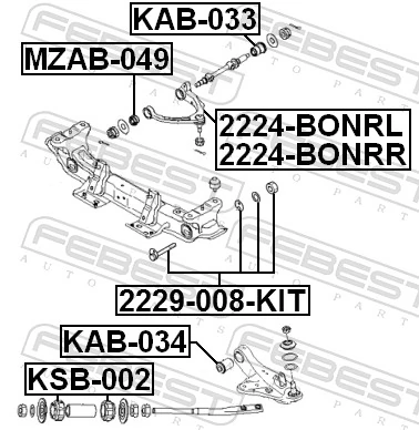 Mounting, control/trailing arm KAB-034
