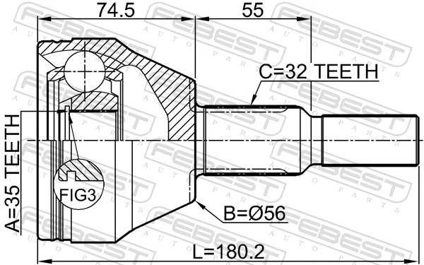FEBEST 2010-NIT Joint Kit, drive shaft