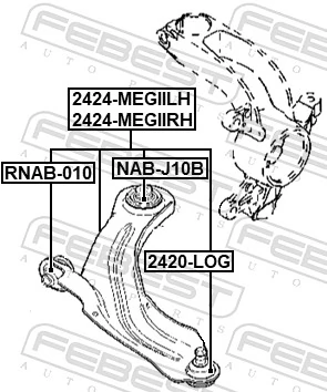 Control/Trailing Arm, wheel suspension 2424-MEGIILH