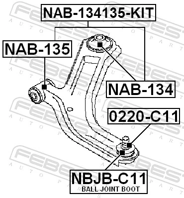 Mounting, control/trailing arm NAB-135