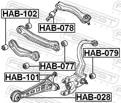 Mounting, control/trailing arm HAB-101