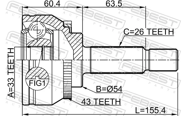 Joint Kit, drive shaft 0410-DG4A43