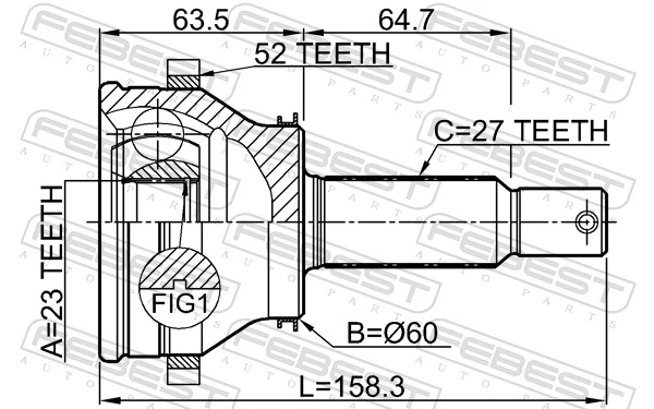 Joint Kit, drive shaft 1210-SANFEBBRA52