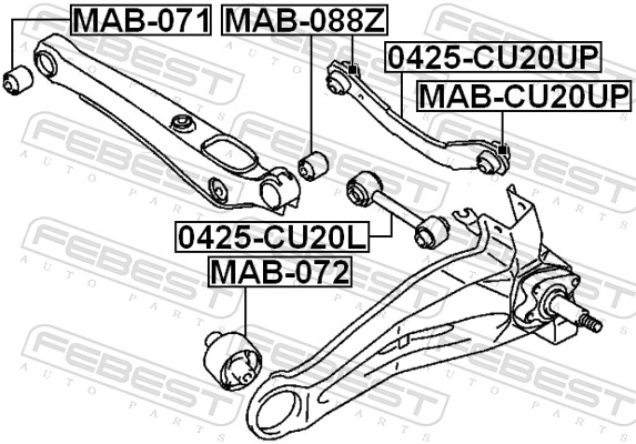 Mounting, control/trailing arm MAB-CU20UP