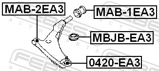 Mounting, control/trailing arm MAB-2EA3