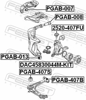 Mounting, control/trailing arm PGAB-008