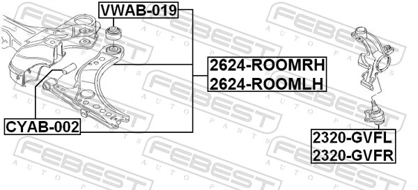Control/Trailing Arm, wheel suspension 2624-ROOMLH
