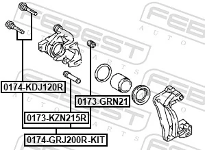 Pin pemandu, kaliper rem 0174-GRJ200R-KIT