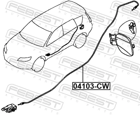 FEBEST 04103-CW Cable Pull, fuel filler cap/flap unit