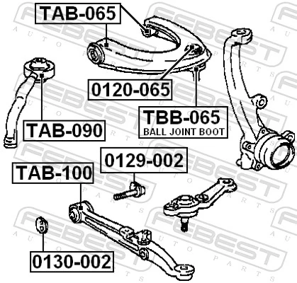 Mounting, control/trailing arm TAB-100