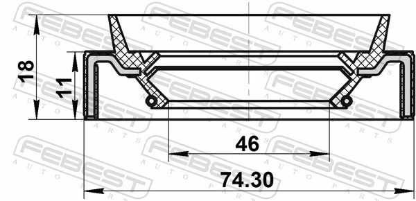FEBEST 95JAS-48741118R Shaft Seal, drive shaft