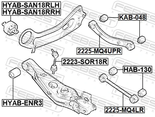 Mounting, control/trailing arm KAB-048