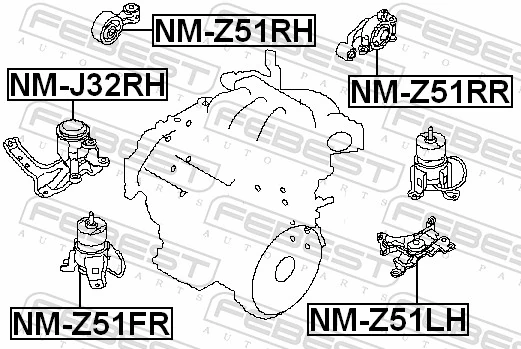 FEBEST NM-Z51LH Mounting, engine