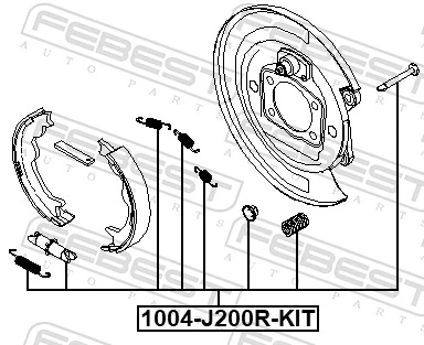 FEBEST 1004-J200R-KIT Accessory Kit, parking brake shoes