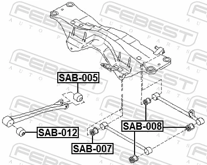Mounting, control/trailing arm SAB-012