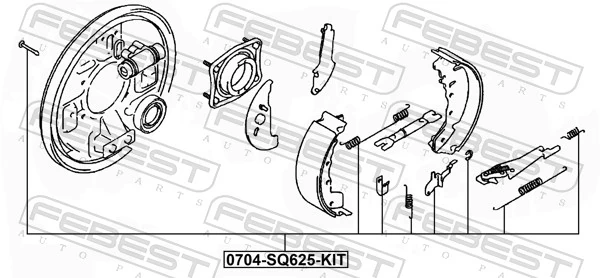 Accessory Kit, parking brake shoes 0704-JB625-KIT
