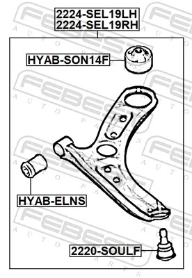 Control/Trailing Arm, wheel suspension 2224-SEL19RH