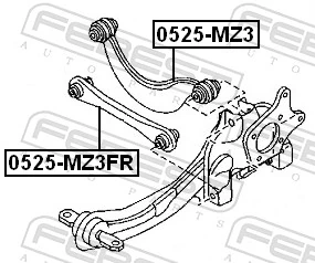 Control/Trailing Arm, wheel suspension 0525-MZ3FR