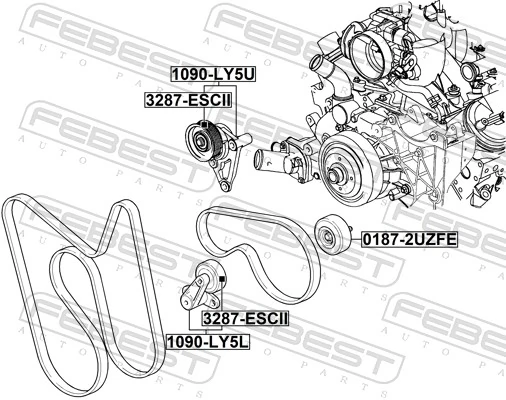 Belt Tensioner, V-ribbed belt 1090-LY5U