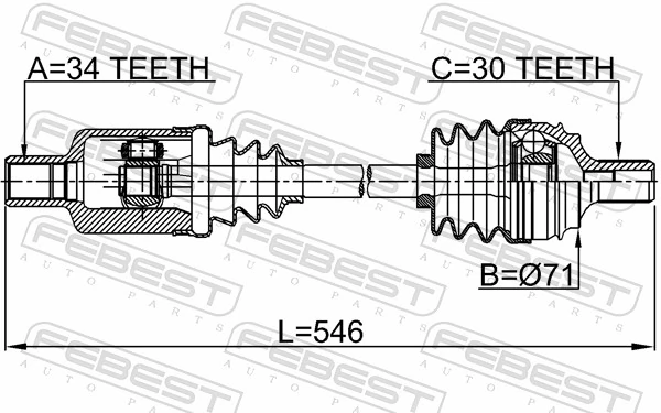 Drive Shaft 1614-221FLH