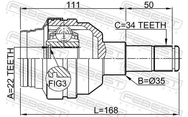 FEBEST 1011-C100R Joint Kit, drive shaft