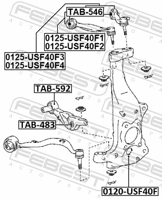 FEBEST TAB-592 Mounting, control/trailing arm