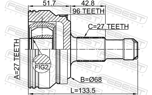 FEBEST 1610-212A96R Joint Kit, drive shaft