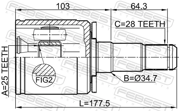 FEBEST 0411-PD4WLH Joint Kit, drive shaft