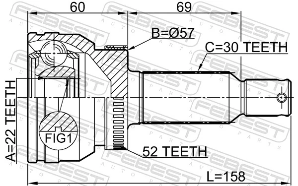 FEBEST 2210-SORA52R Joint Kit, drive shaft